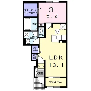 2023年築旭市ニ1LDK【1階】の間取り