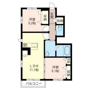 ハイツ・クラベールB【1階】の間取り