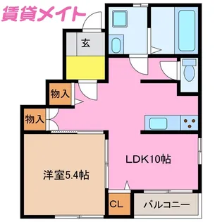 クオーレ白須賀【1階】の間取り