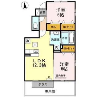 カーサアリエッタA・B・C C棟【1階】の間取り