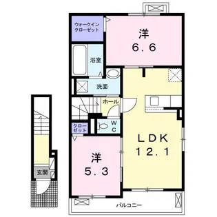 エスポワ-ル嘉瀬【2階】の間取り
