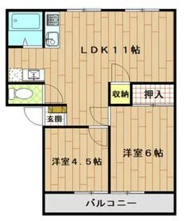 内谷ハイツA棟【2階】の間取り