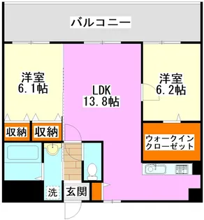 カーサ宮ノ前II【6階】の間取り
