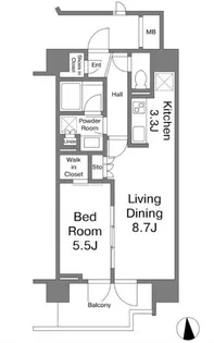 ベリスタ神楽坂【10階】の間取り