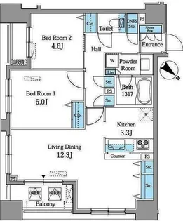 レジデンス横濱リバーサイド【5階】の間取り