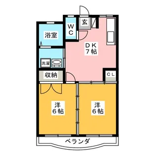 パインリーフ長森本町【1階】の間取り