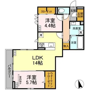 DーROOM六十人町 B B棟【3階】の間取り