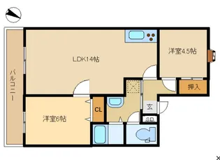 アペレイト赤山II【2階】の間取り