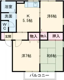 セジュール亀山H棟【1階】の間取り