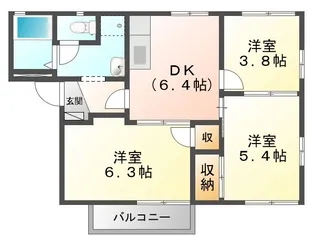 ウィンディーSUZUKA B【2階】の間取り