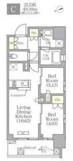 東京都荒川区西日暮里2【マンション】の間取り