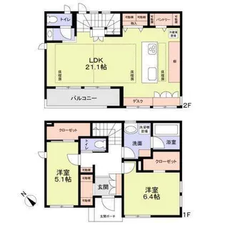神奈川県横浜市中区鷺山【一戸建】の間取り