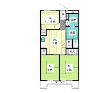サンパークマンション B棟【4階】の間取り