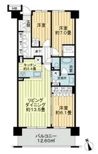 神奈川県横浜市中区池袋【マンション】の間取り