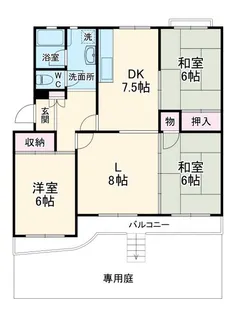 茅ヶ崎海岸松が丘ハイツD棟【1階】の間取り