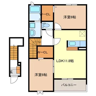 ルサルカ A・B棟【2階】の間取り