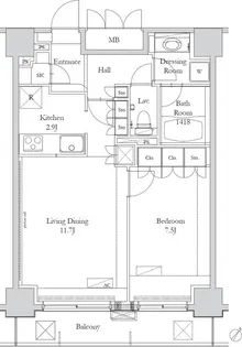 HOUSE岩本町【14階】の間取り