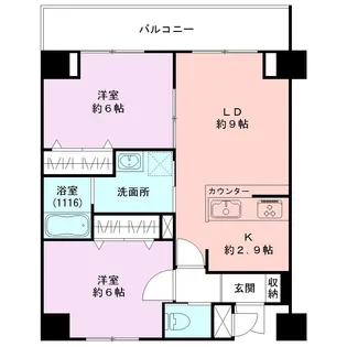 リヴェール女池【3階】の間取り