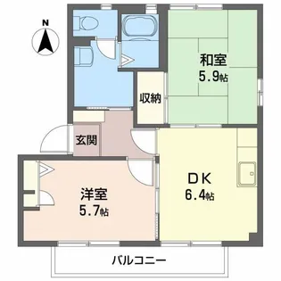 スュッドコリーヌ A・B【2階】の間取り