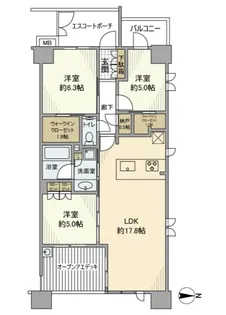 ヴェレーナシティ横浜根岸ザ・フロント【5階】の間取り