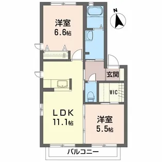 シティ クレール E棟【2階】の間取り