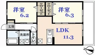 サンハイムB棟【2階】の間取り