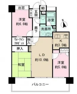 ナタリーマリナタウンウエストデッキ A棟【9階】の間取り
