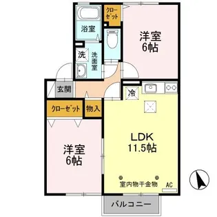 コーモド・パティオ A/B【1階】の間取り