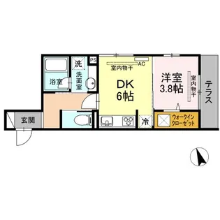 サリオス段原日出【1階】の間取り