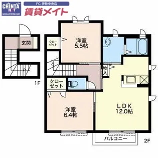 コスモパーク B【2階】の間取り