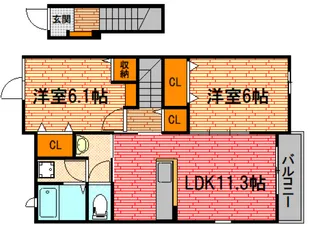 広島県三次市十日市南2【アパート】の間取り