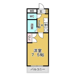 コモードカルム河原町【1階】の間取り