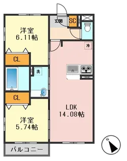 クレストアサヒ【3階】の間取り