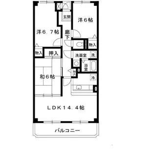 大阪府箕面市新稲7【マンション】の間取り
