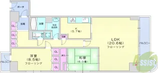 グランエクレール五橋【3階】の間取り