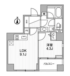 1LDKの間取り画像