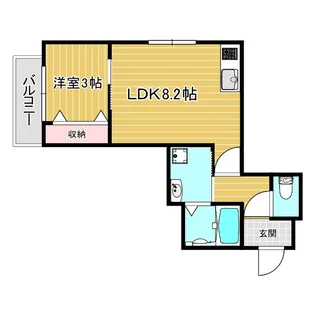 1LDKの間取り画像