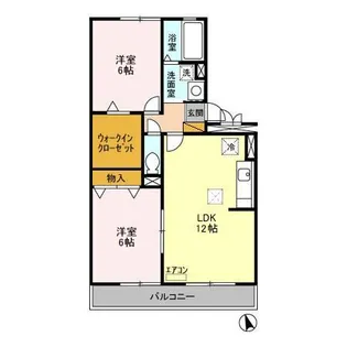 2LDKの間取り画像