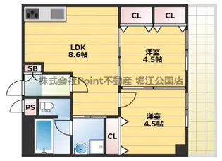 大阪府大阪市城東区中浜3【マンション】の間取り