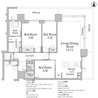 グランドメゾン白金の杜ザ・タワー【6階】の間取り