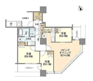 ザパークハウス西新宿タワー60【31階】の間取り