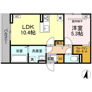 ディー パイナ 浅田【2階】の間取り