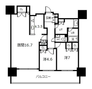 プレミスト旭川ザ・タワー1005号室【10階】の間取り