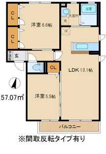プレジールシャトーA・B【1階】の間取り