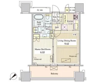 パークコート千代田富士見ザ・タワー【5階】の間取り