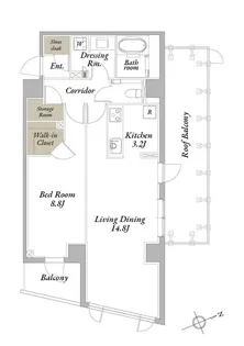 ブランズ六本木【4階】の間取り