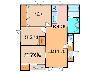 カーサ・アヴェニール【3階】の間取り