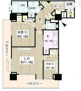 西新宿パークサイドタワー【8階】の間取り
