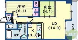 レジディア三宮東【13階】の間取り