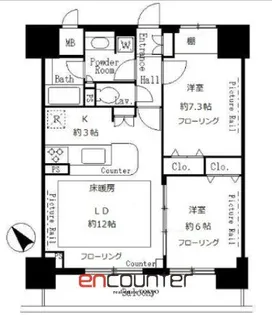 サンクレール荒川ブランガーデン【16階】の間取り